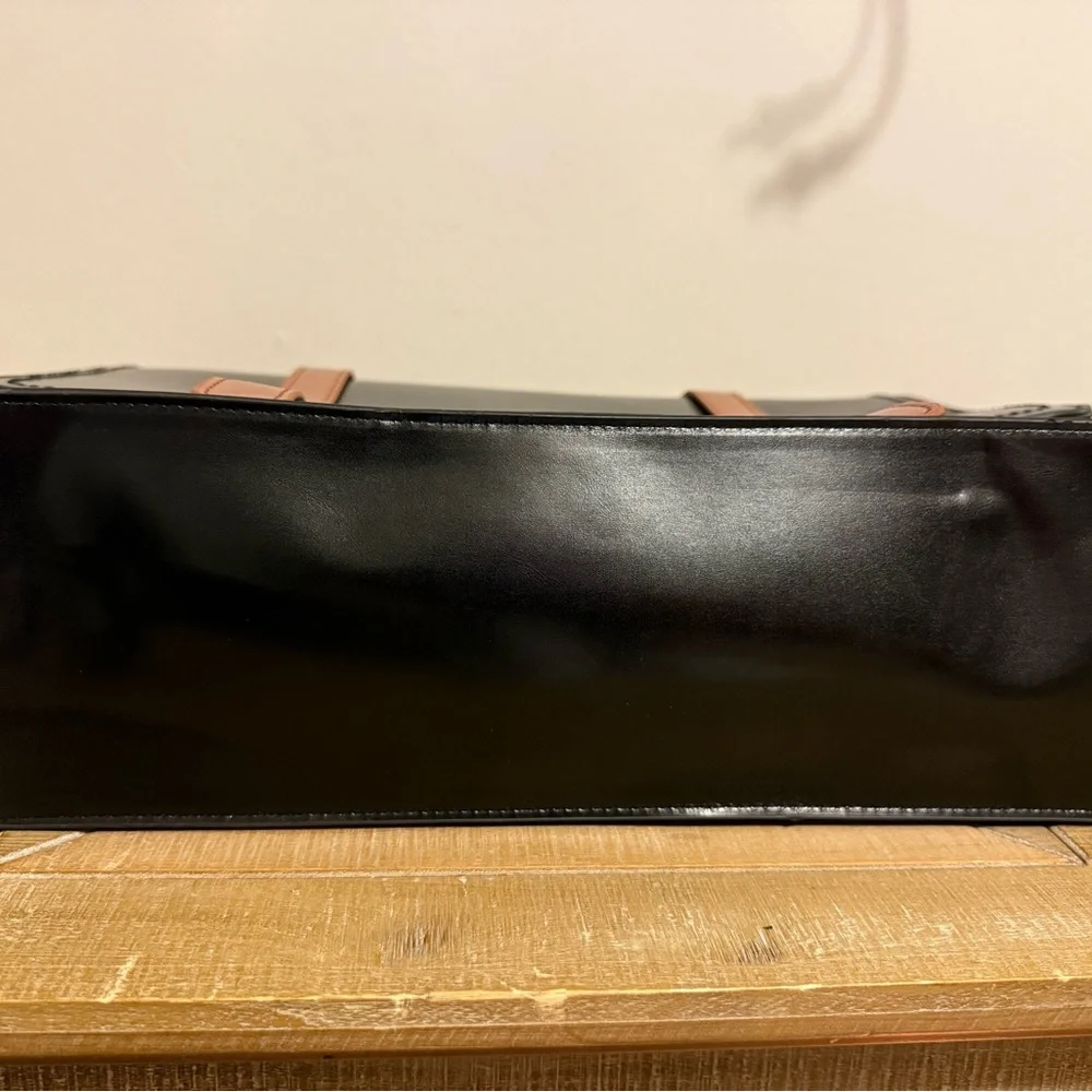 Crystal Bell Black and Brown Laptop Satchel Bag